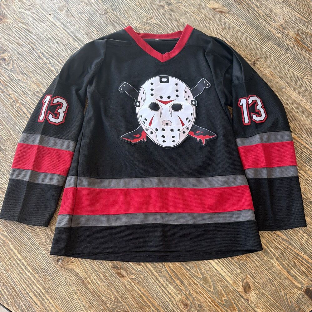 Ari Lehman Signed Jason Voorhees Hockey Jersey L Friday the 13th Autograph Large